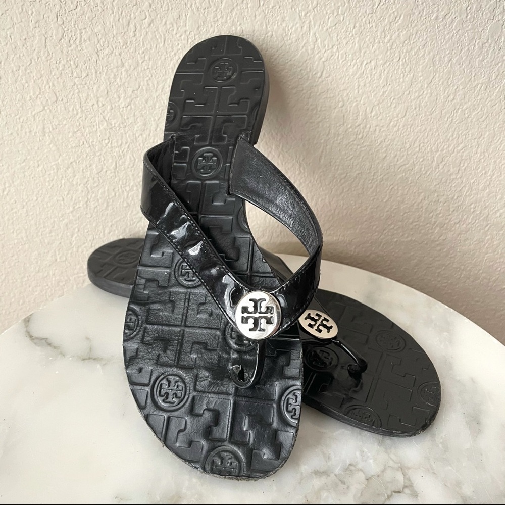 Tory Burch Black Thora Flip Flop Sandal sz 7
